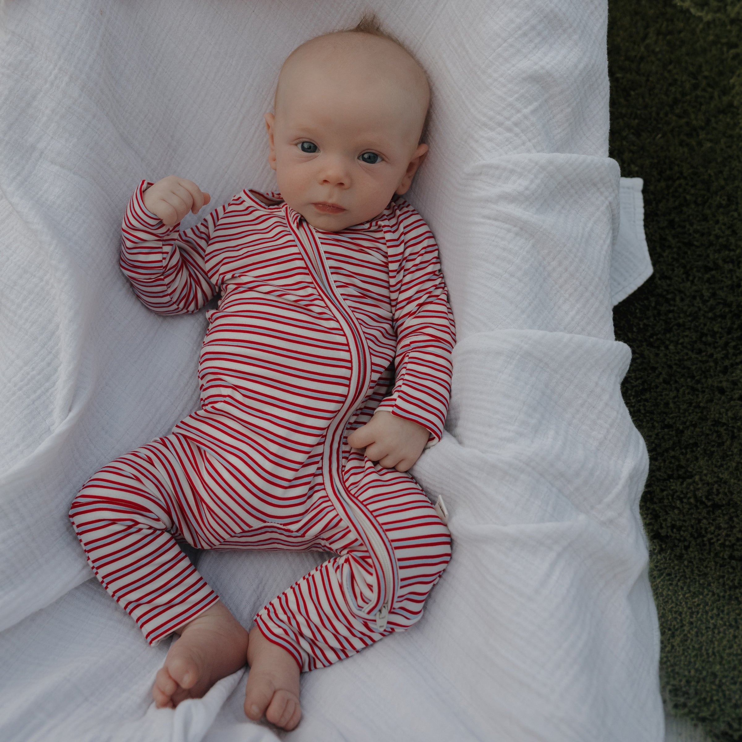 bamboo zip pajamas - heritage stripe – Daffodilly