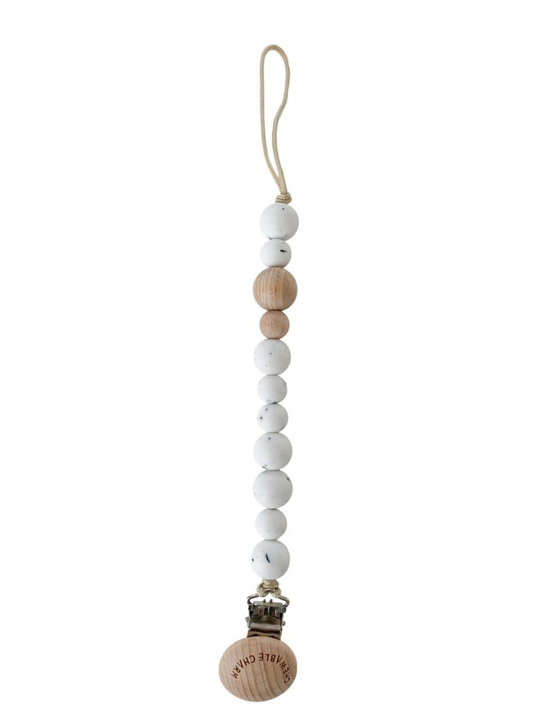 classic pacifier clip - wood + moonstone - Daffodilly