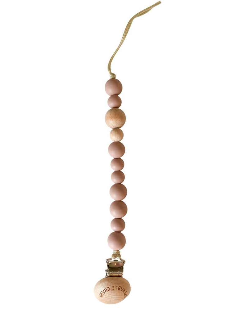 classic pacifier clip - wood + rose - Daffodilly